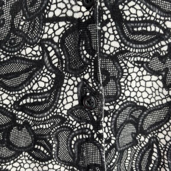 Croft And Barrow Womens Sweater 2X Black And White Cardigan Cotton Stretch - Picture 3 of 9